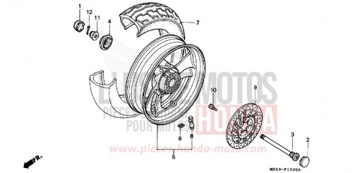 ROUE ARRIERE NTV650V de 1997